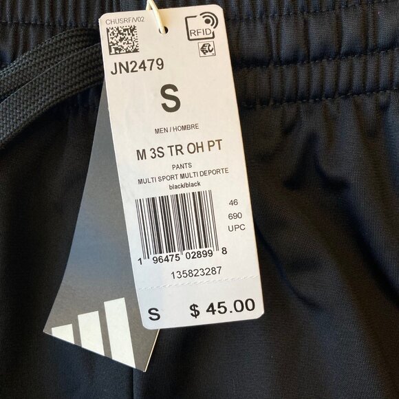 Adidas 3-Stripes Tricot Track Pants Men's Small S Black NWT NEW - Picture 4 of 10